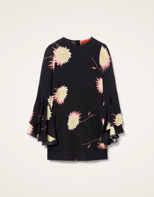 La Doublej Friday Dress Derby Black In Crepe Marocain