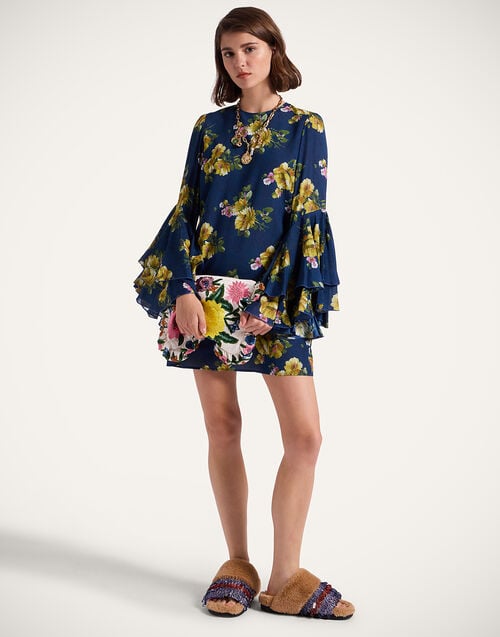 La Doublej Friday Dress Riptide Midnight Blue In Crepe Marocain