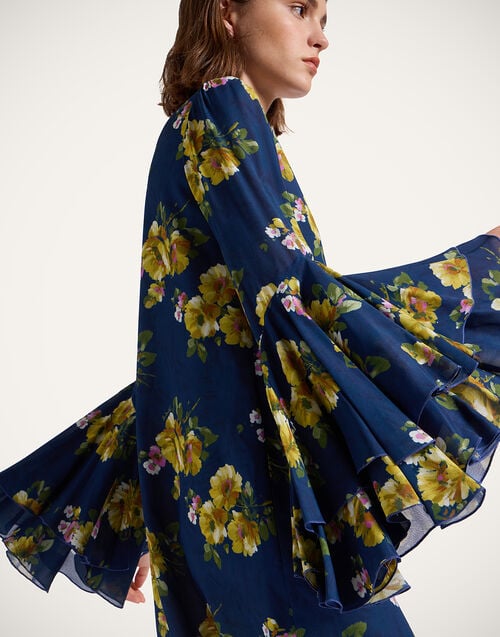 La Doublej Friday Dress Riptide Midnight Blue In Crepe Marocain