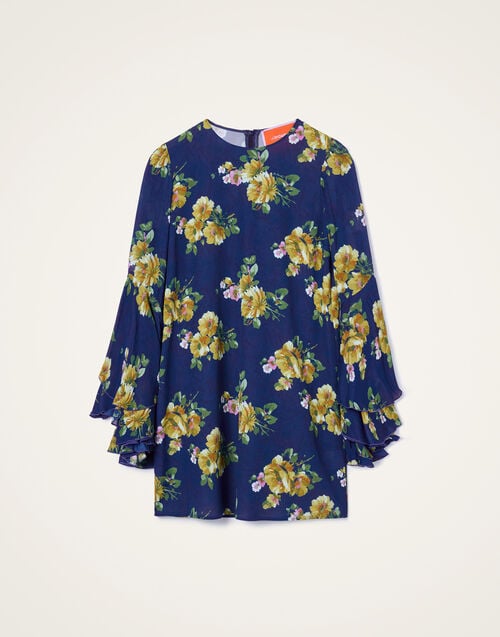 La Doublej Friday Dress Riptide Midnight Blue In Crepe Marocain