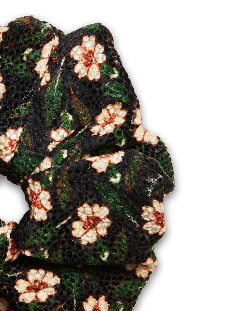 La Doublej Giga Scrunchie Mayfair Black In Devore Velvet