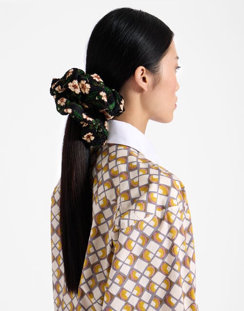 la doublej Giga Scrunchie Mayfair Black in Devore Velvet