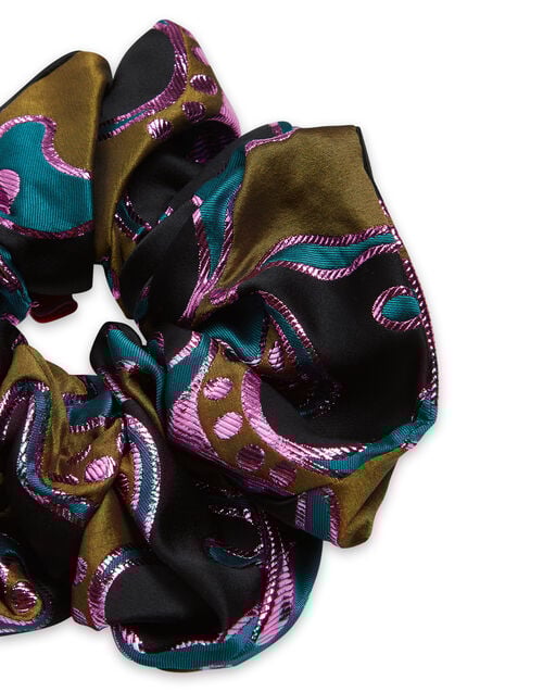 La Doublej Giga Scrunchie Spritz Blue Petrol In Jacquard