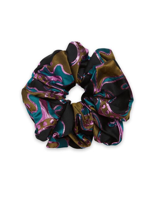 la doublej Giga Scrunchie Spritz Blue Petrol in Jacquard