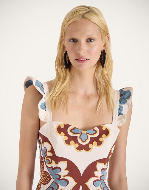 La Doublej Gingerbread Dress Palazzo Placée Chocolate In Flat Cotton Stretch