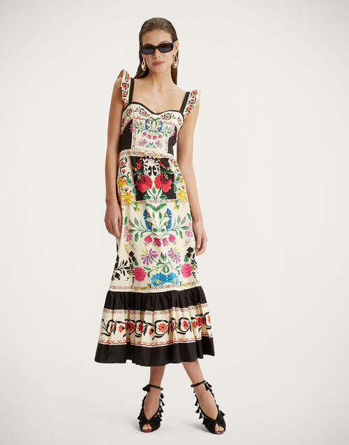 la doublej Gingerbread Dress Plaza Placée Ivory in Flat Cotton Stretch