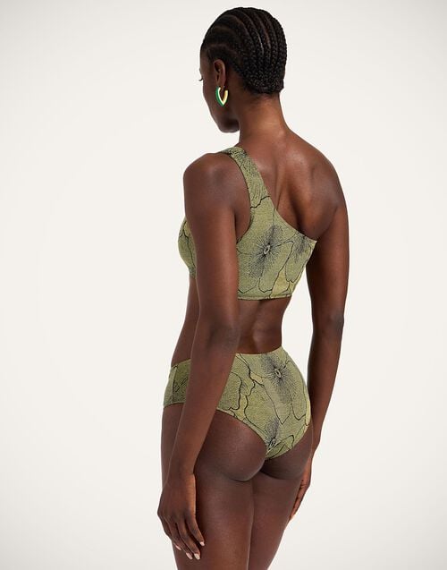 La Doublej Goddess Bikini Top Primrose Yellow In Lurex Jersey Jacquard