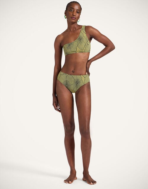 La Doublej Goddess Bikini Top Primrose Yellow In Lurex Jersey Jacquard
