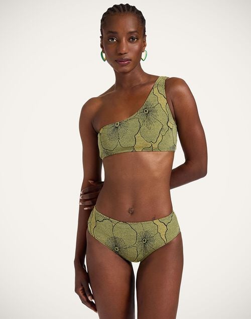 la doublej Goddess Bikini Top Primrose Yellow in Lurex Jersey Jacquard