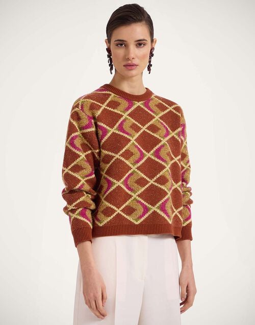 La Doublej Half-Light Crewneck Half-Light Brown In Jacquard