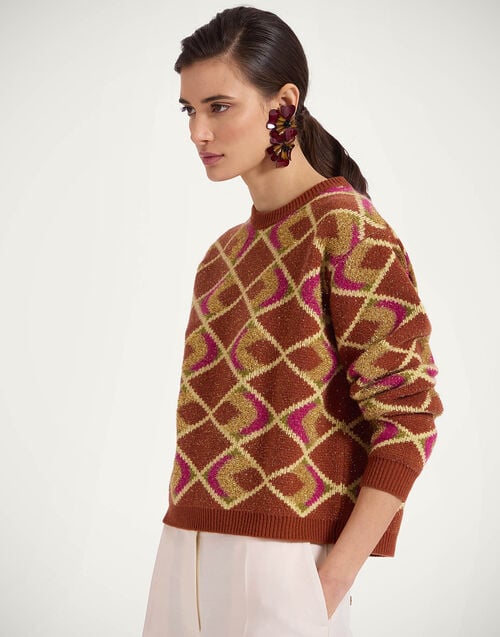 La Doublej Half-Light Crewneck Half-Light Brown In Jacquard