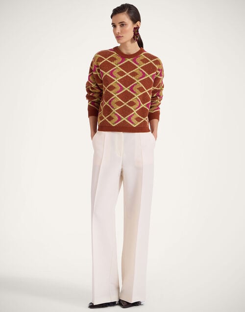 La Doublej Half-Light Crewneck Half-Light Brown In Jacquard
