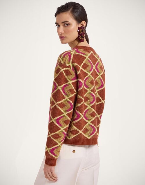 la doublej Half-Light Crewneck Half-Light Brown in Jacquard