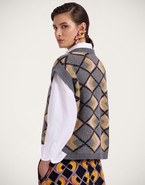 La Doublej Half-Light Gilet Half-Light Grey In Jacquard