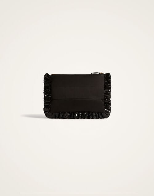 La Doublej Hand Pochette Bloomy Black In Embroidery