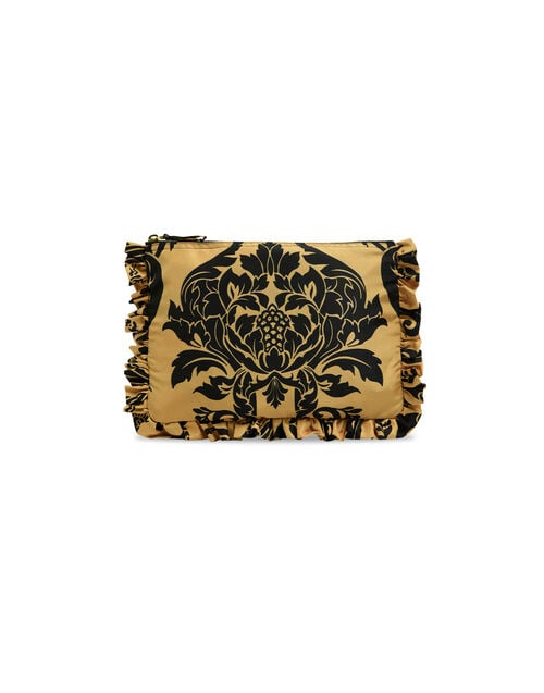 la doublej Hand Pochette Cherubs Gold in Light Faille