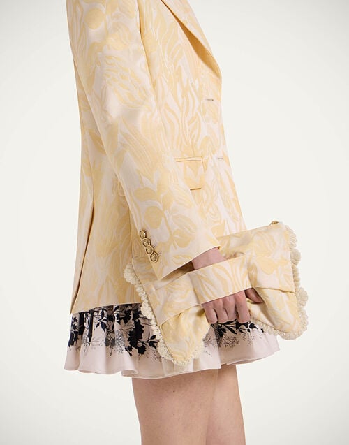 La Doublej Hand Pochette Iris Yellow In Embroidered Jacquard