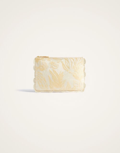 La Doublej Hand Pochette Iris Yellow In Embroidered Jacquard