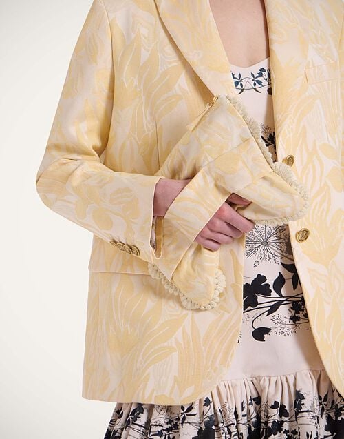 la doublej Hand Pochette Iris Yellow in Embroidered Jacquard