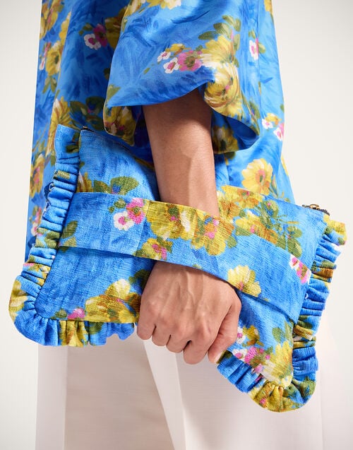 La Doublej Hand Pochette Riptide Light Blue In Rustic Cotton