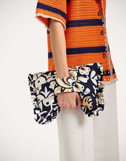 la doublej Hand Pochette Selva Blue in Rustic Cotton