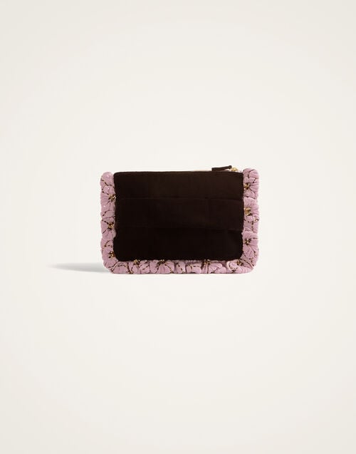 La Doublej Hand Pochette Solid Lilac In Crystal Chiffon Embroidery