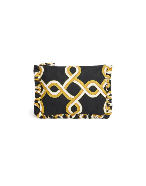 la doublej Hand Pochette Tackle Black in Shot Cotton