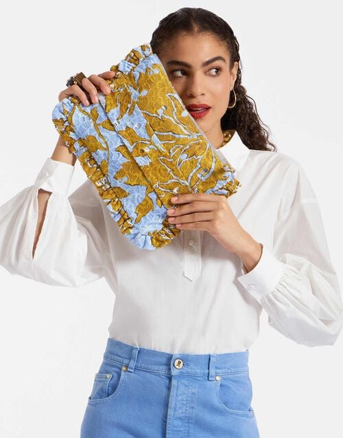 La Doublej Hand Pochette Tangle Light Blue In Printed Lace