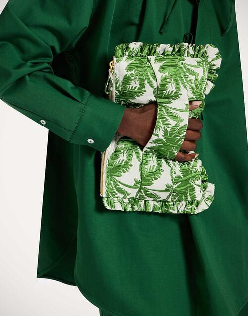 La Doublej Hand Pochette Tropicana White In Jacquard Matelassé