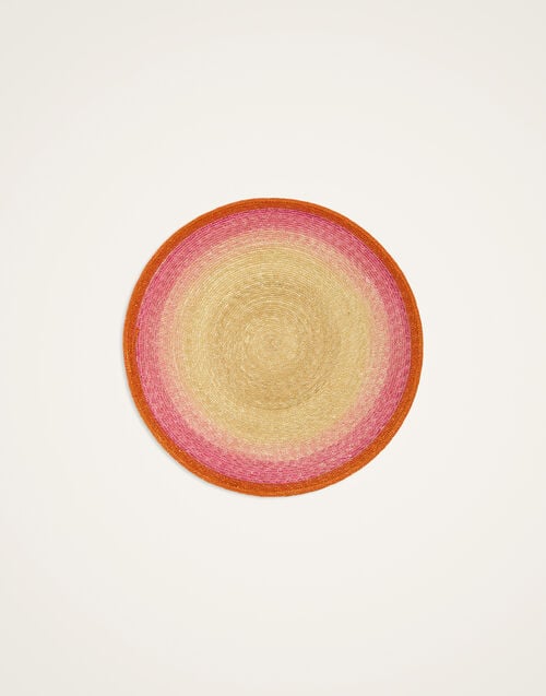 La Doublej Handpainted Sunset Placemats Set Of 2 Gradient Fuchsia In Palm Straw