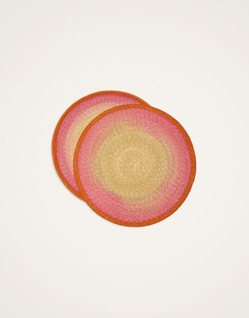 la doublej Handpainted Sunset Placemats Set Of 2 Gradient Fuchsia in Palm Straw