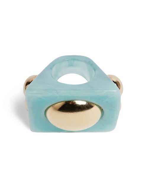 La Doublej Hathor Square Ring Light Blue In Acrylic Resin