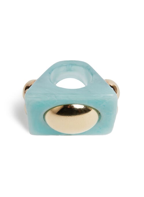 La Doublej Hathor Square Ring Light Blue In Acrylic Resin