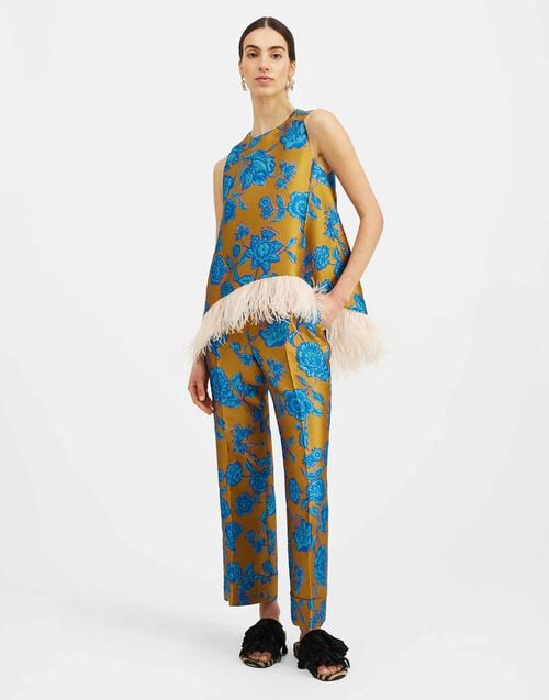 La Doublej Hendrix Pants Hottie Turquoise In Jacquard