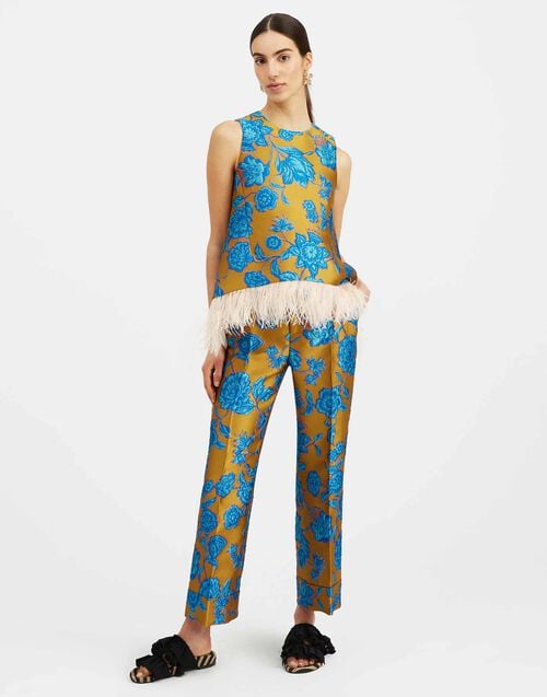 la doublej Hendrix Pants Hottie Turquoise in Jacquard