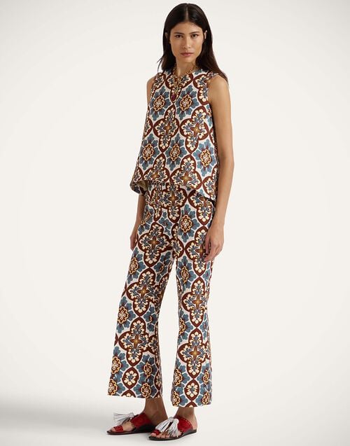 la doublej Hendrix Pants Palazzo Chocolate in Rustic Cotton