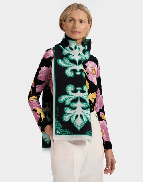 la doublej Herald Scarf 30 Herald Black in Wool Silk