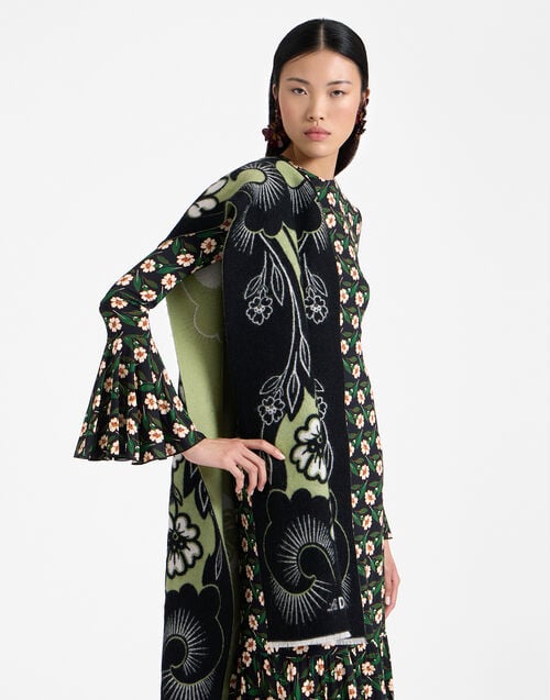 la doublej Herald Scarf 50 Mayfair Black in Wool Silk