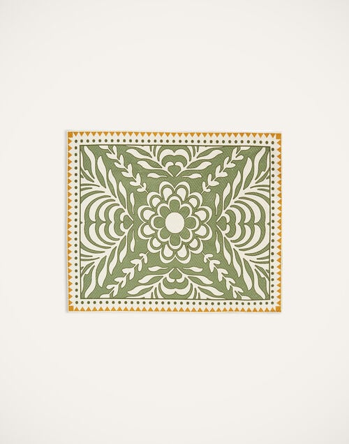 La Doublej Herringbone Placemats Set Of 2 Tudor Light Green In Cotton Chevron
