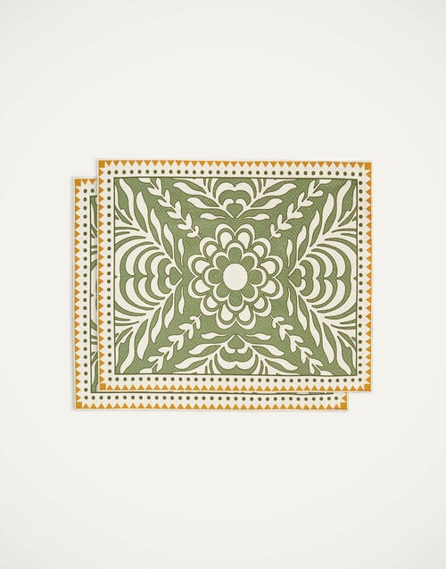 la doublej Herringbone Placemats Set Of 2 Tudor Light Green in Cotton Chevron