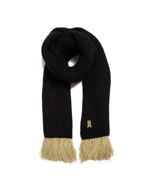 La Doublej High Kick Scarf Anthracite In Wool With Feathers