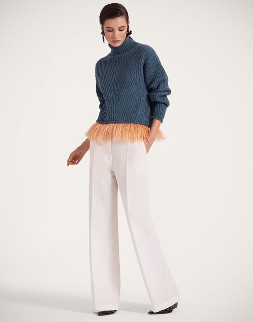 La Doublej High Kick Sweater Blue In Wool With Feathers