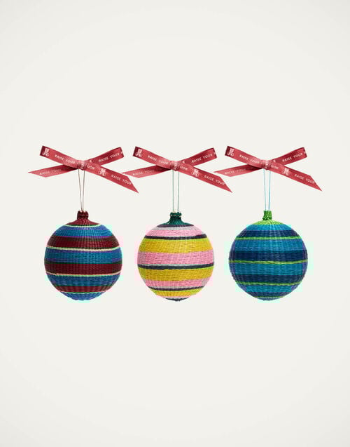 la doublej Holiday Baubles Set Of 3 Multicolor in Raffia