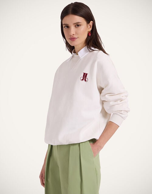 La Doublej House Sweatshirt Raise Your Vibration Off White In Jersey