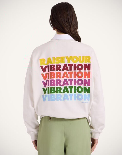 La Doublej House Sweatshirt Raise Your Vibration Off White In Jersey