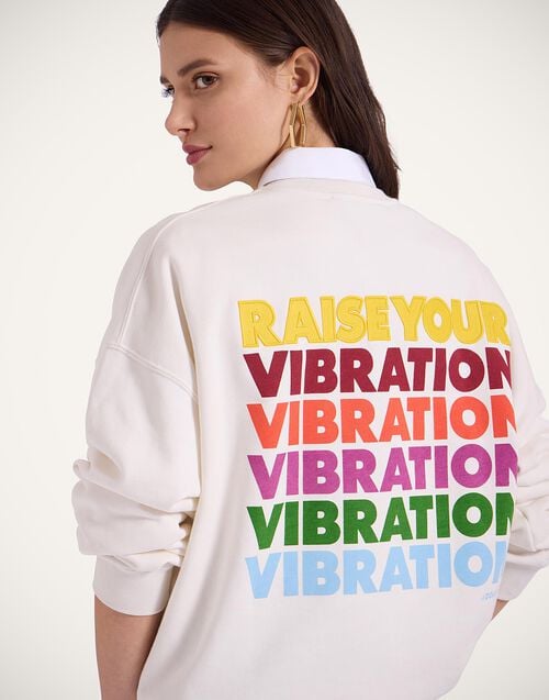 la doublej House Sweatshirt Raise Your Vibration Off White in Jersey