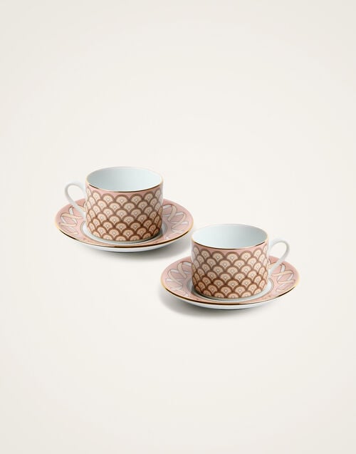 la doublej Impero Tea Cup Set Of 2 Odysseus Dusty Pink in Porcelain