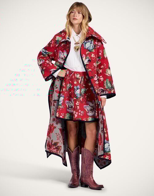 La Doublej In My Power Coat Honolulu Red In Jacquard