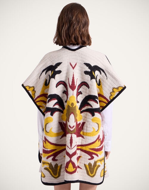 La Doublej In My Power Knit Scarf Cape Multicolor Ivory & Red In Alpaca Wool