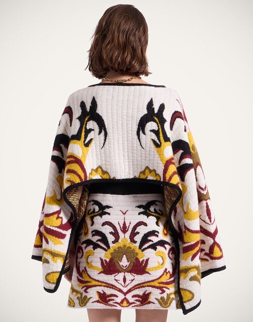 La Doublej In My Power Knit Stole Multicolor Ivory & Red In Alpaca Wool